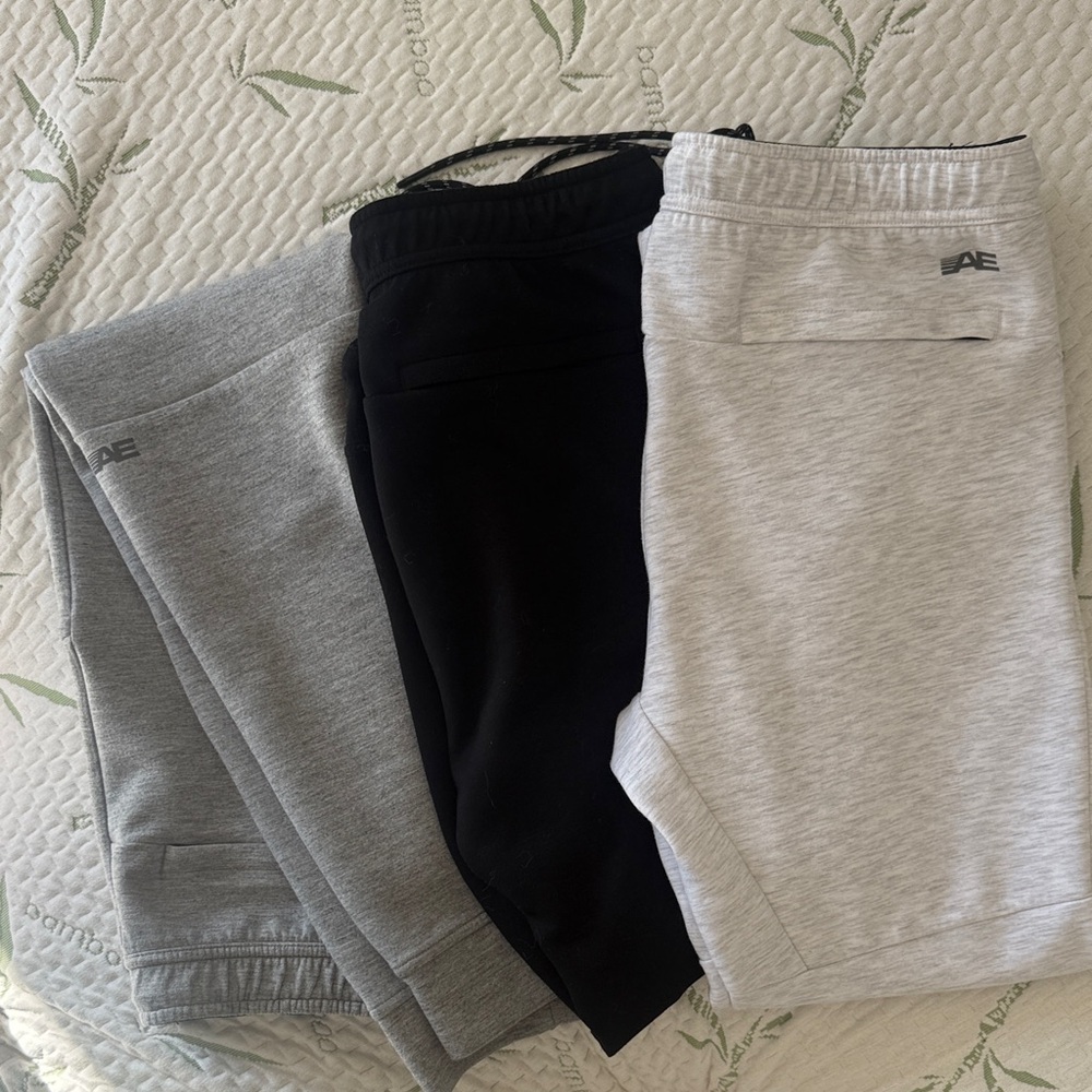 American Eagle Outfitters Men’s Jogger Pants - Black and Gray - 3 pair